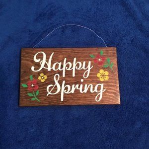 Happy Spring W/Pink & Yellow Flowers Sign 🎀